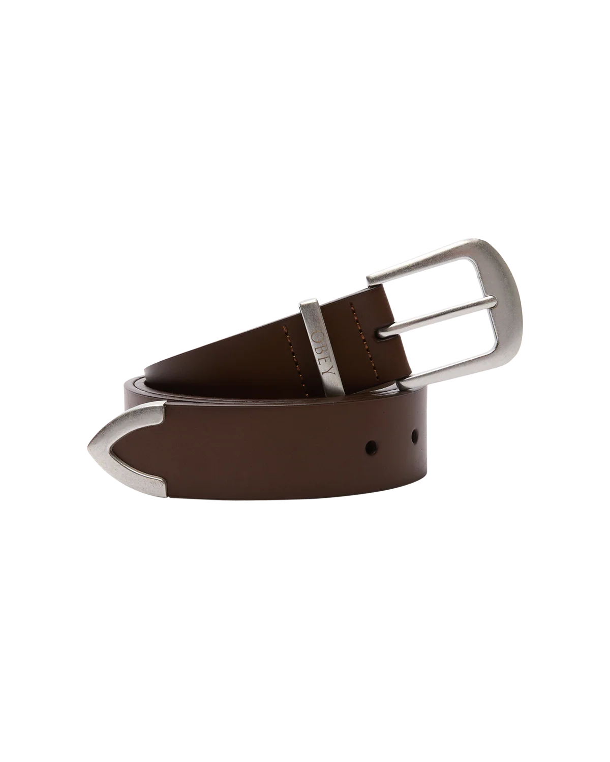 OBEY Leather Belt Brown