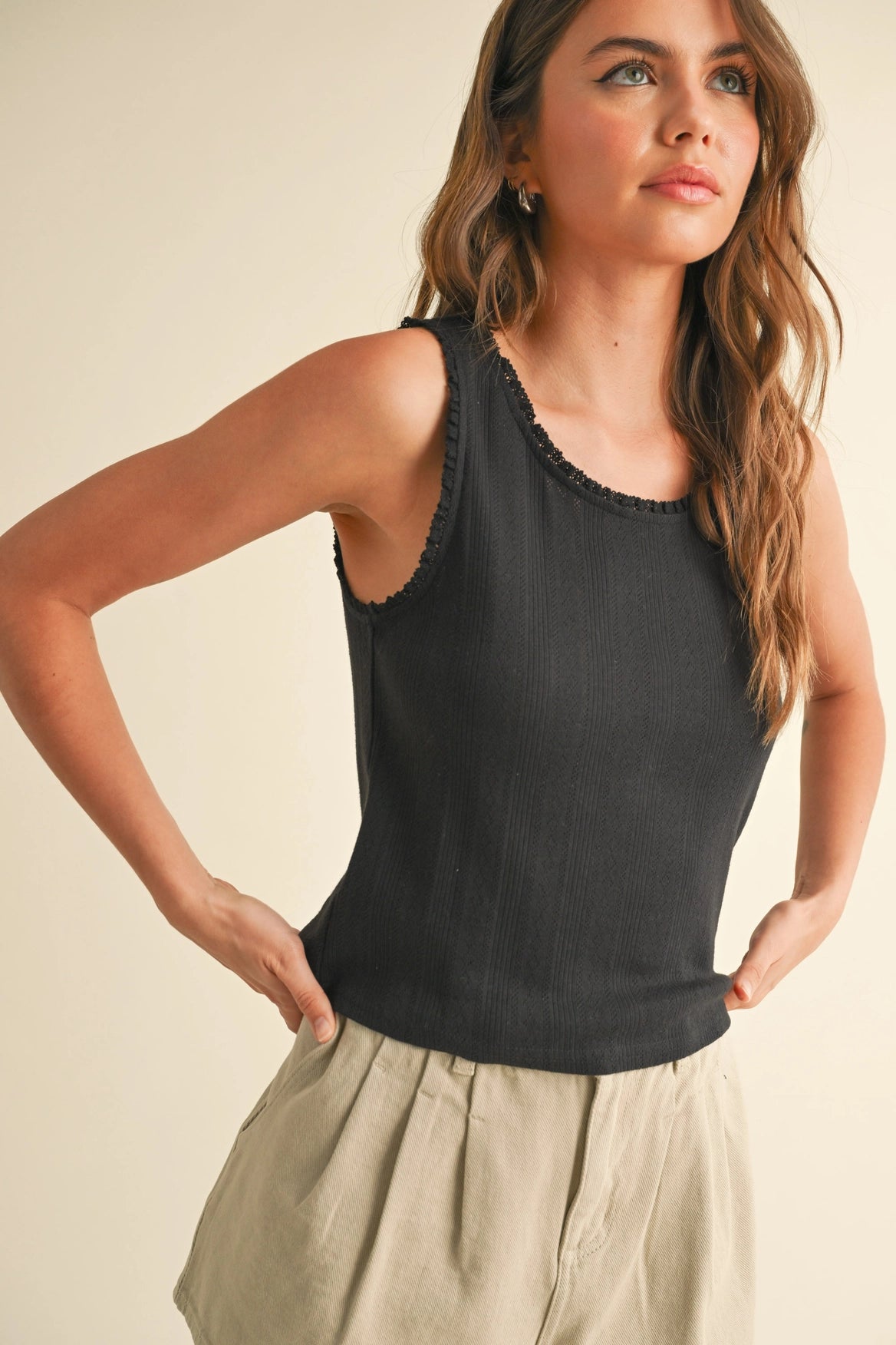 Pointelle Fabric with Mini Ruffle Top