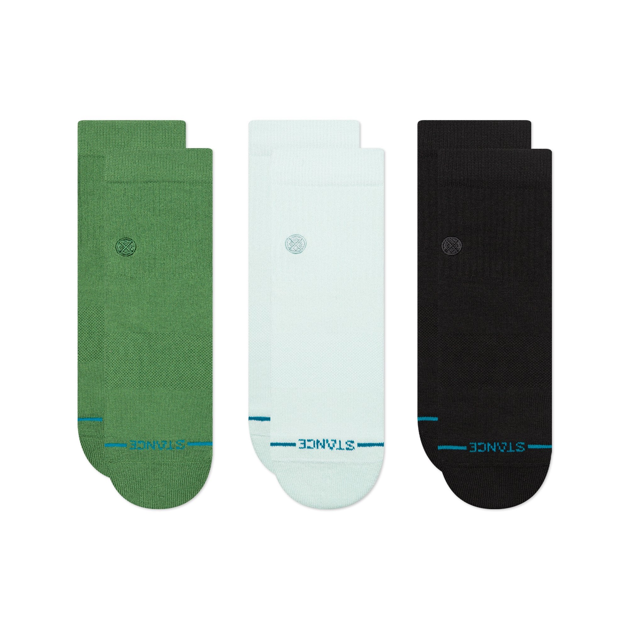 ICON QUARTER CREWSOCK 3 PACK - GREEN