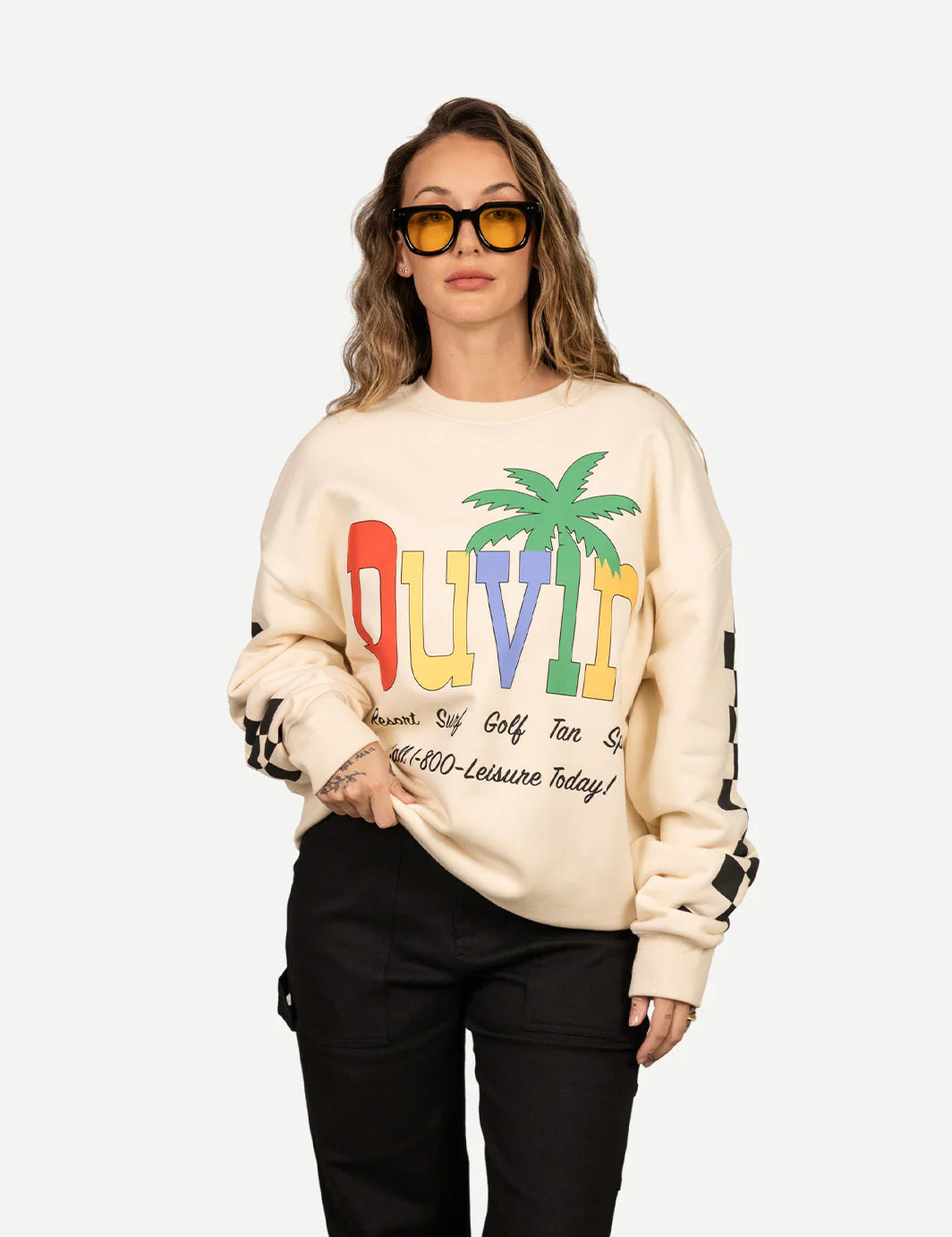 DUVIN Resort Golf Tan Crew Fleece