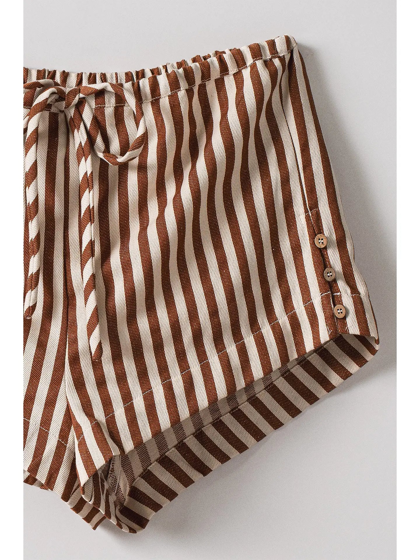 Retro Striped Side-Button Lounge Shorts