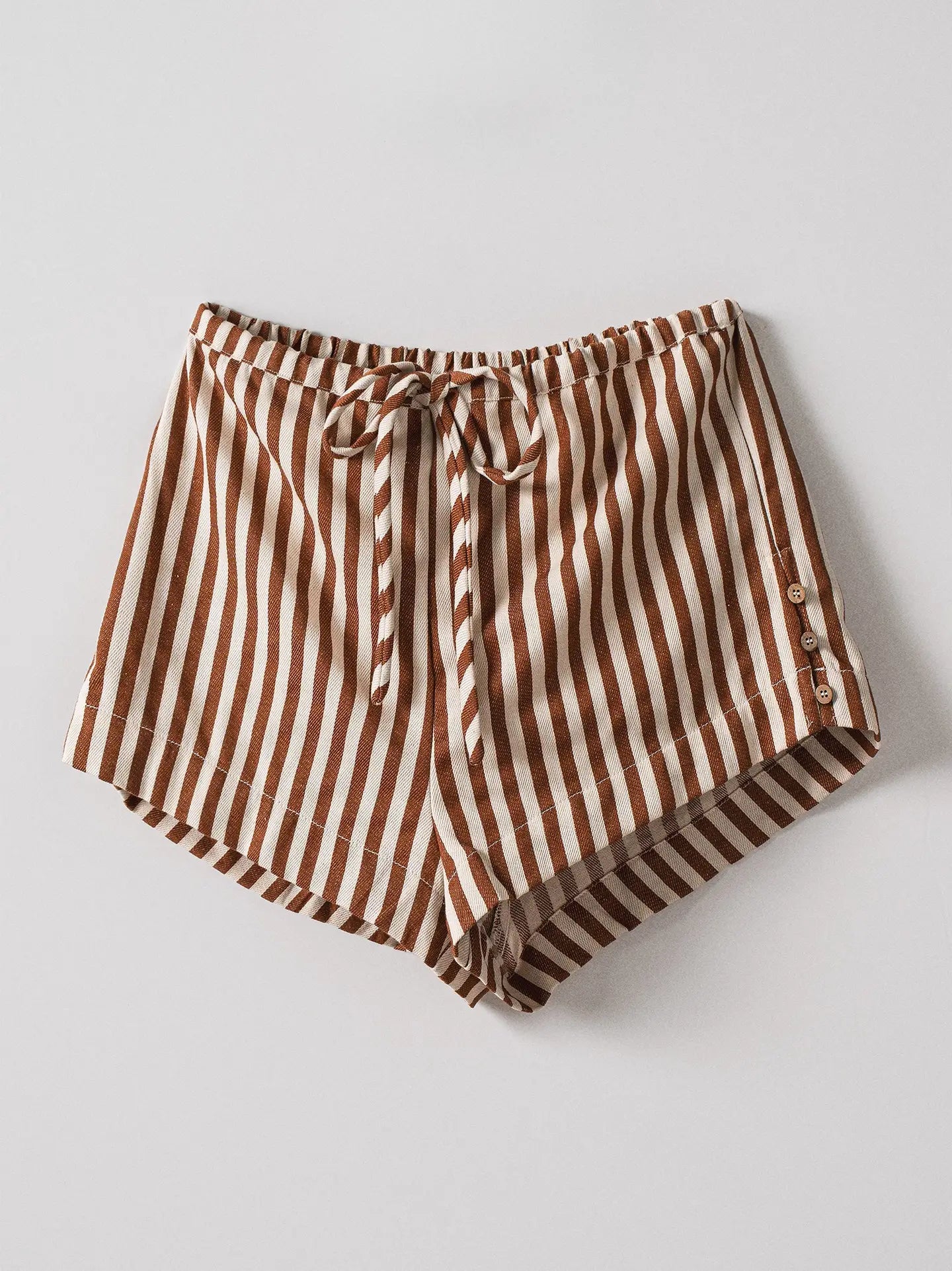 Retro Striped Side-Button Lounge Shorts