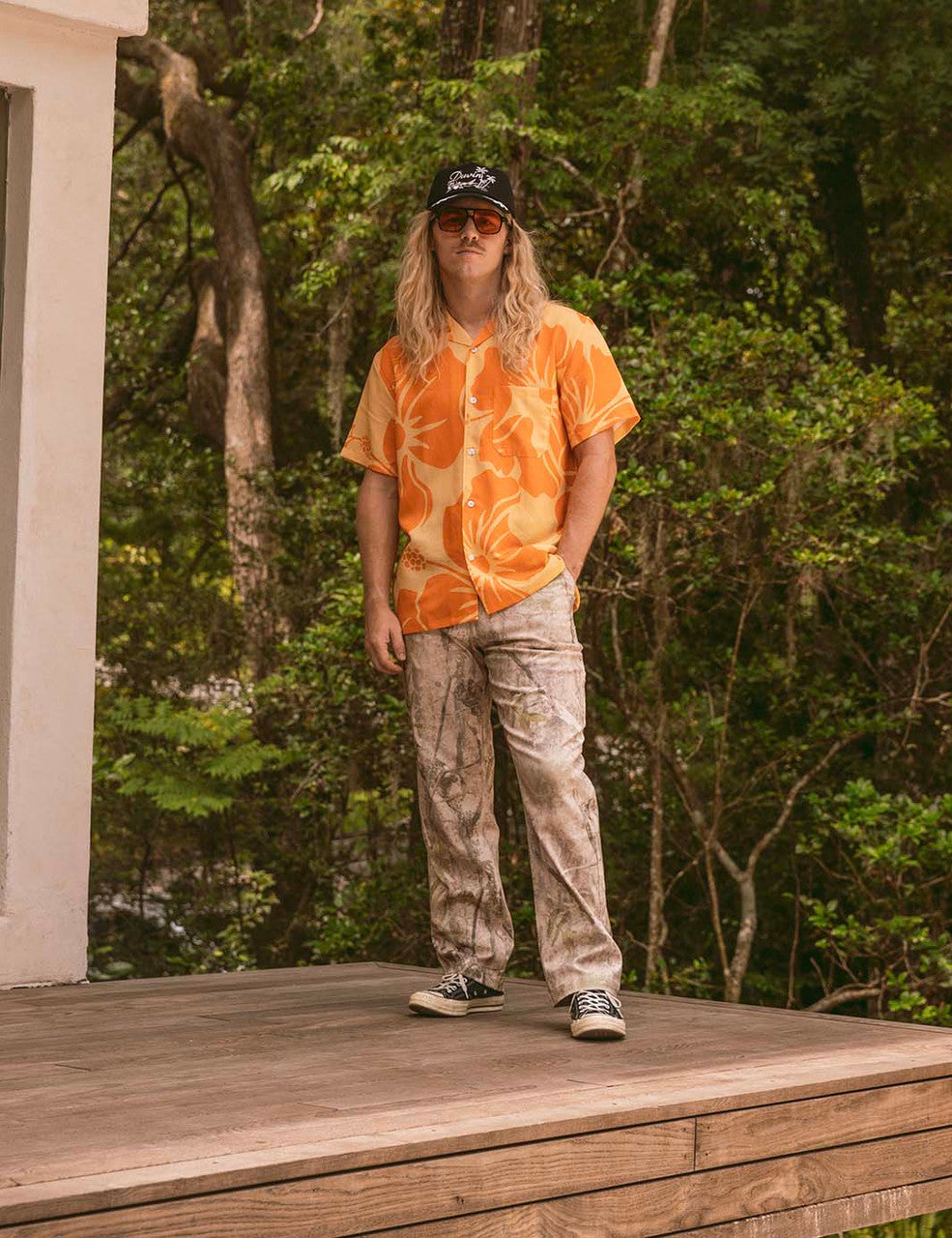 Duvin Hibiscus Stretch Button-up
