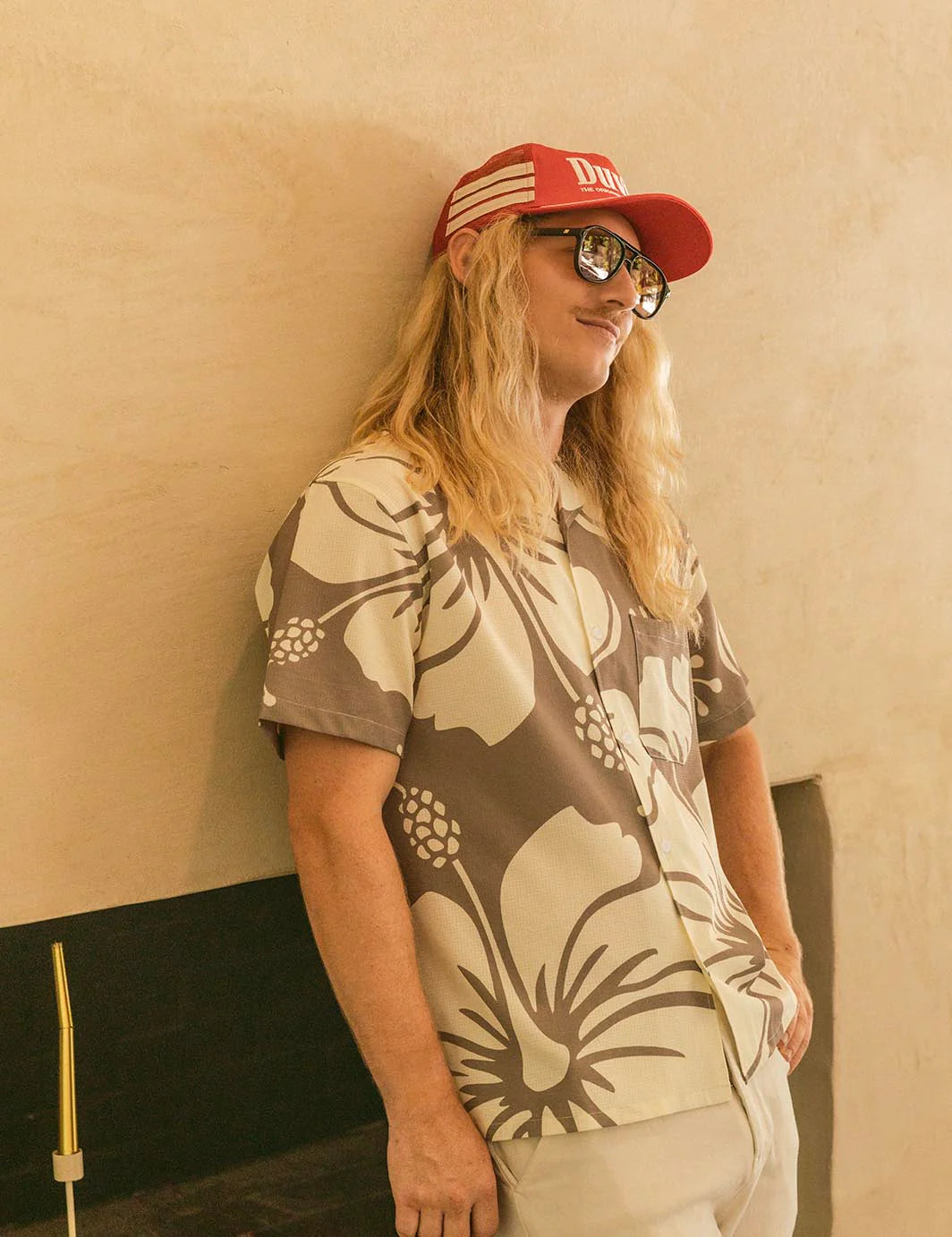 Duvin Hibiscus Stretch Button-up