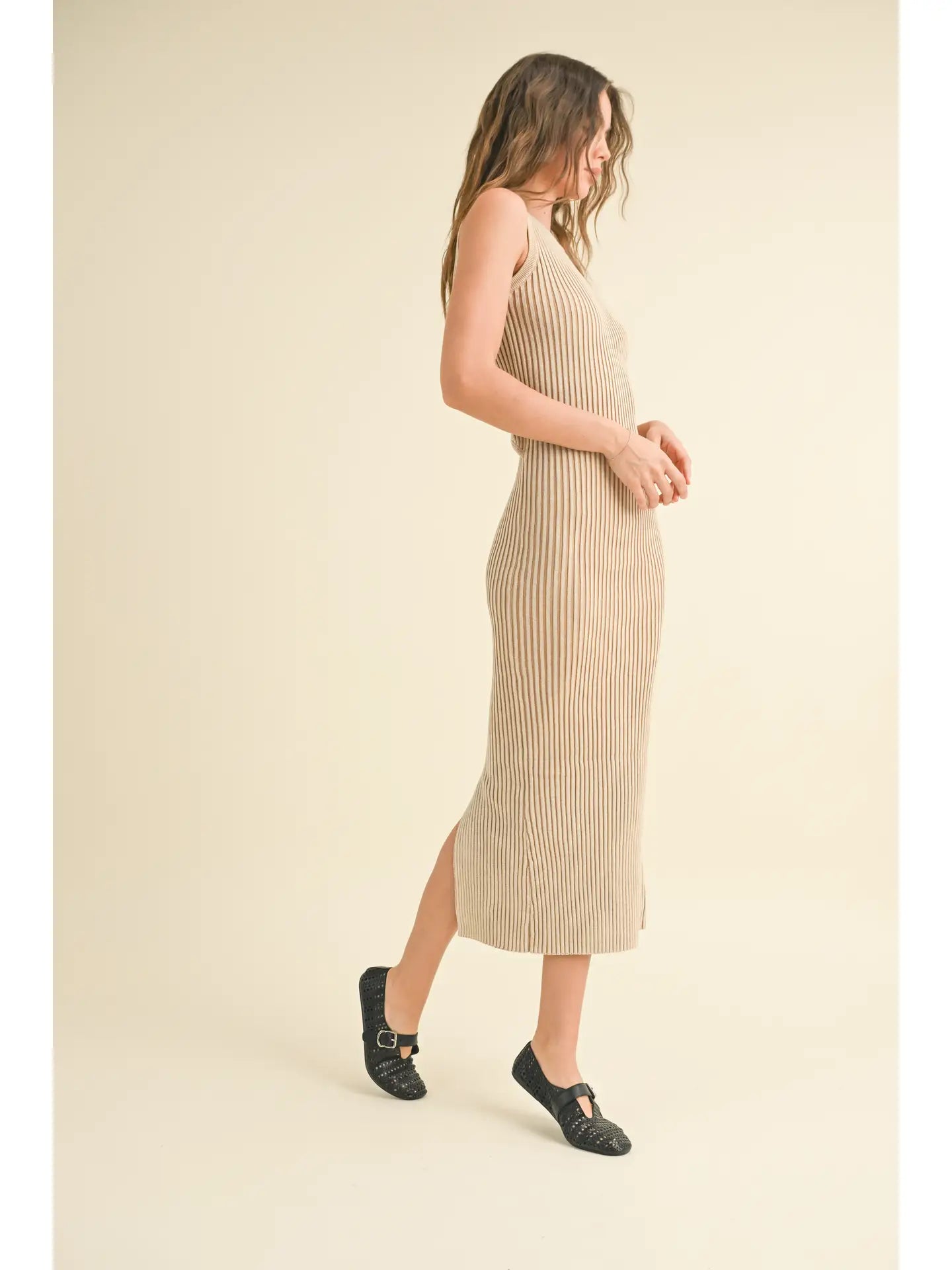 Washed Short Sleeve Knitted Maxi Dress